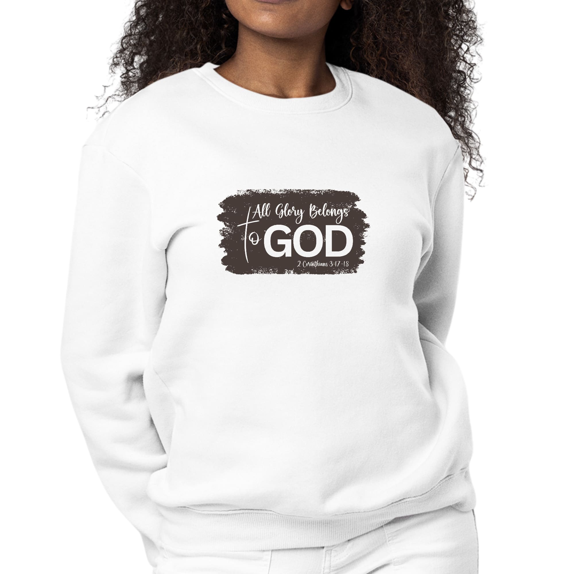 Womens Graphic Sweatshirt All Glory Belongs To God, Brown-0