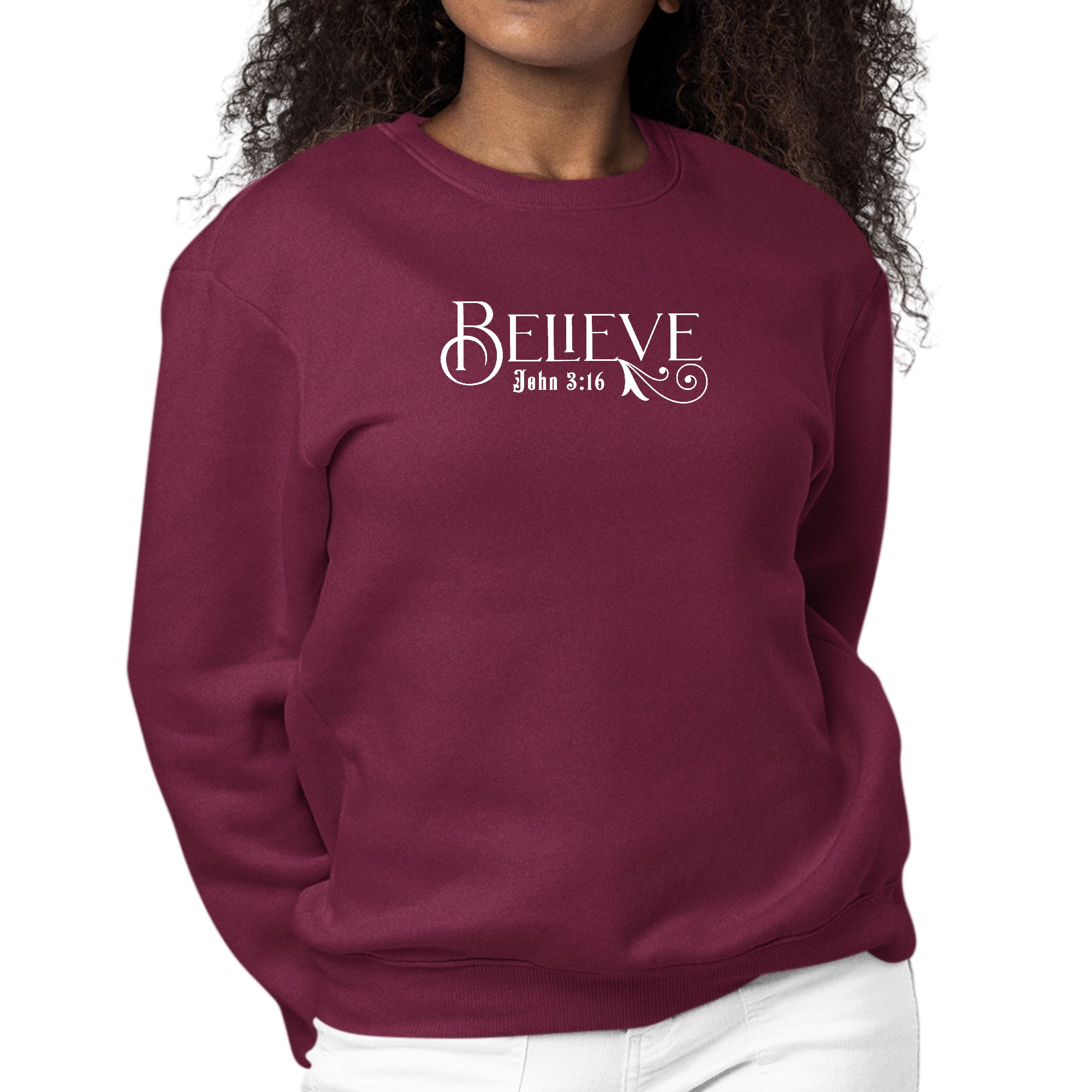 Womens Graphic Sweatshirt Believe John 3:16-5