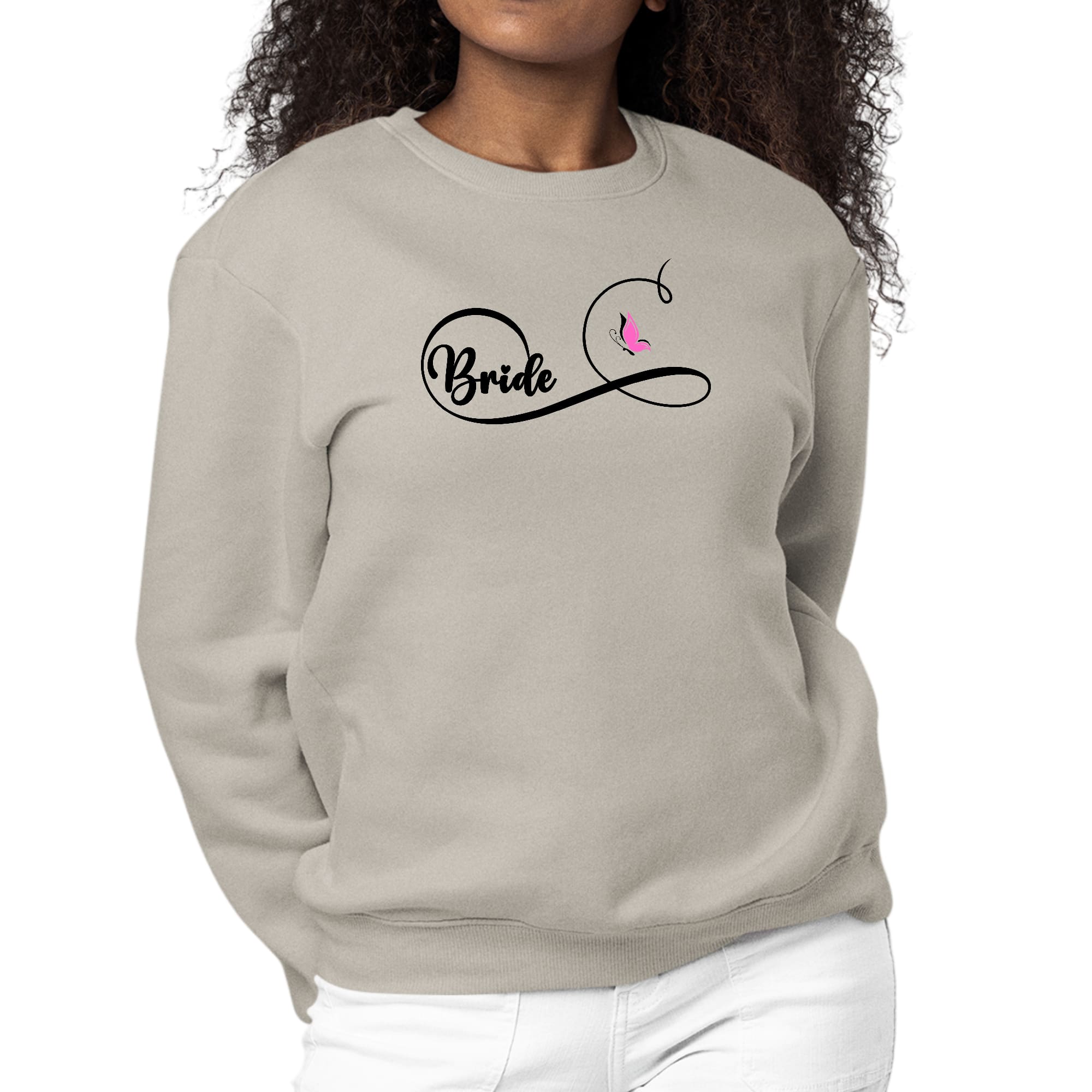 Womens Graphic Sweatshirt Bride - Wedding Bridal Butterfly-4