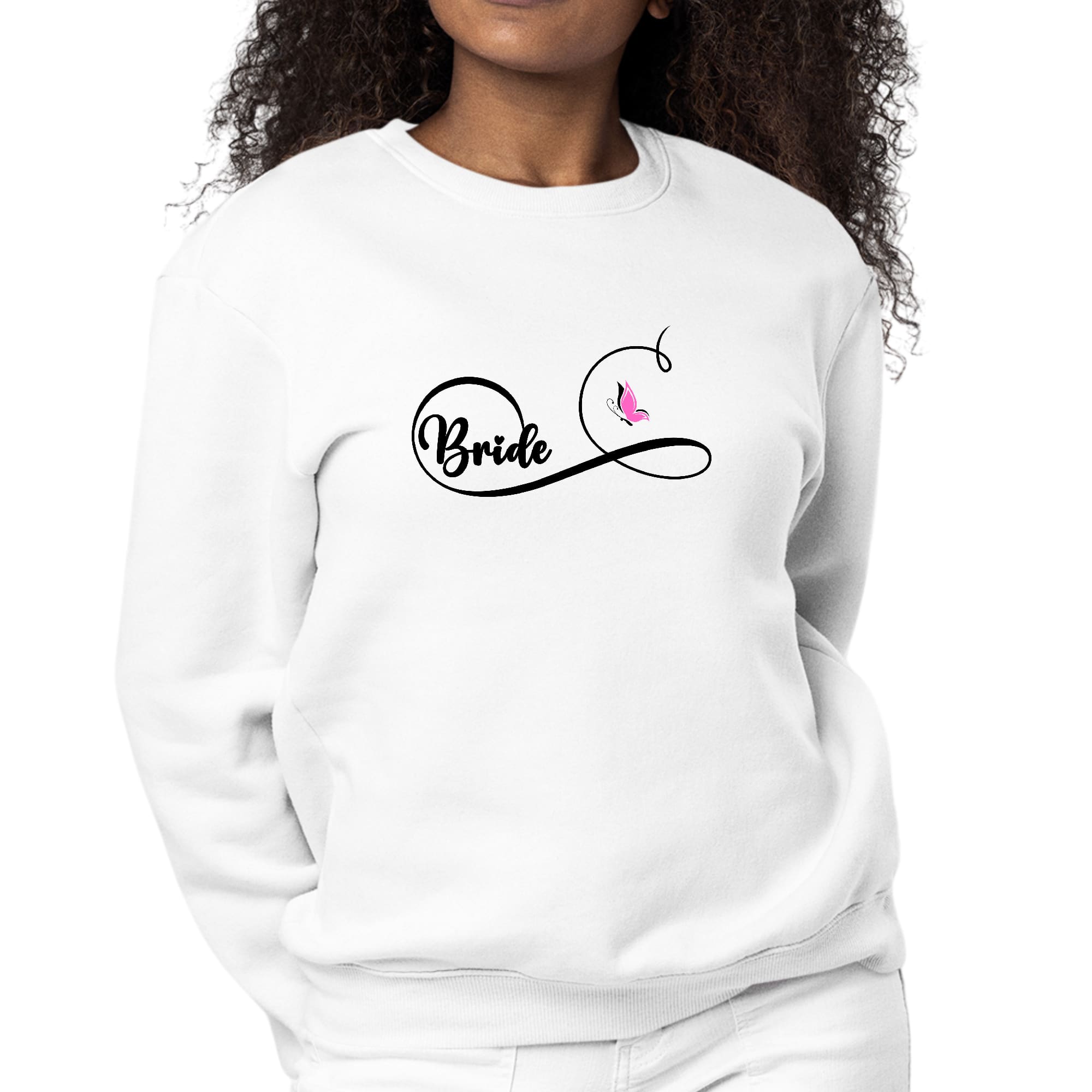 Womens Graphic Sweatshirt Bride - Wedding Bridal Butterfly-0