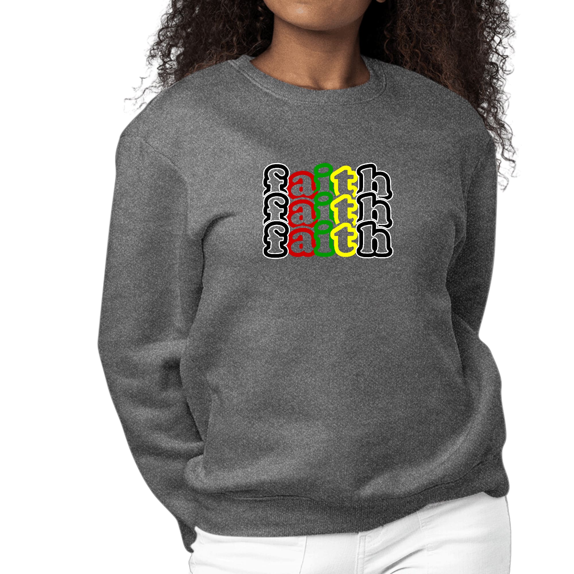 Womens Graphic Sweatshirt Faith Stack Multicolor Black Illustration-6