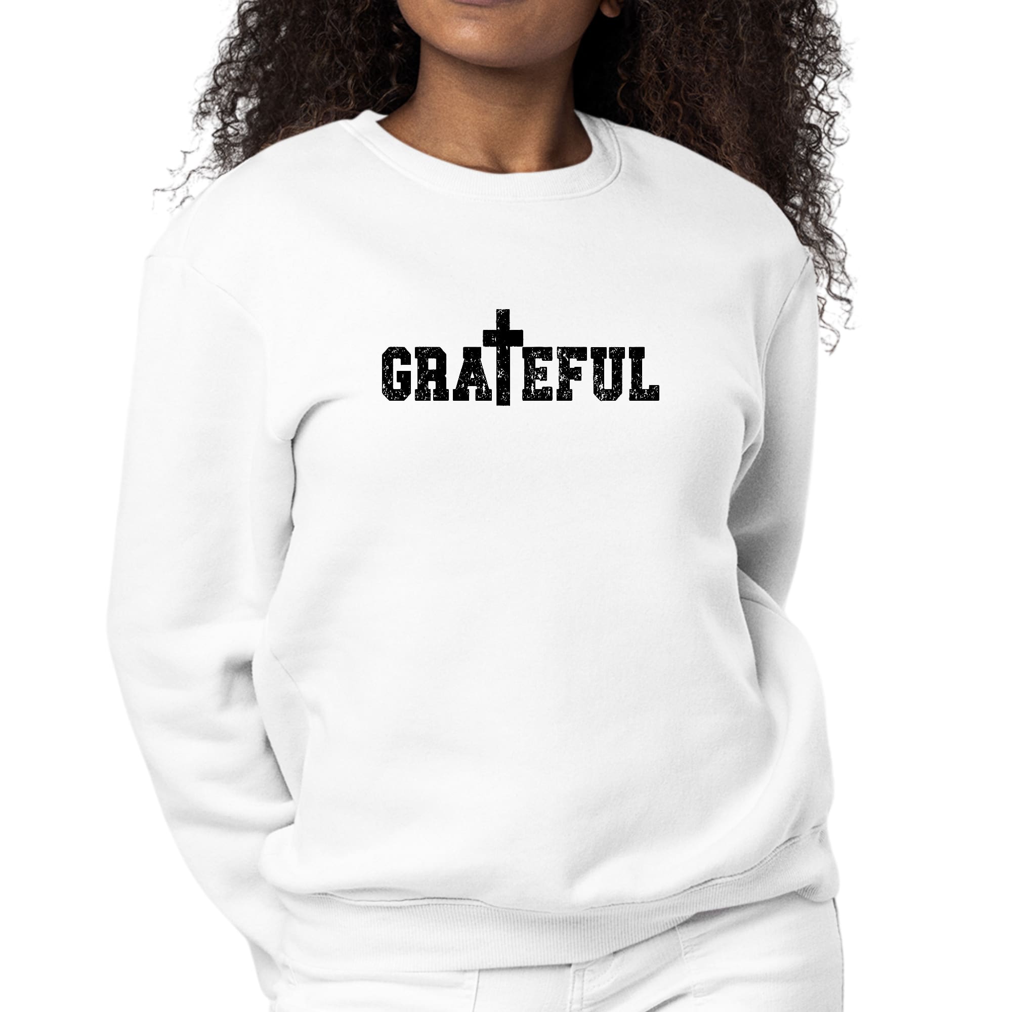 Womens Graphic Sweatshirt Grateful Print-0