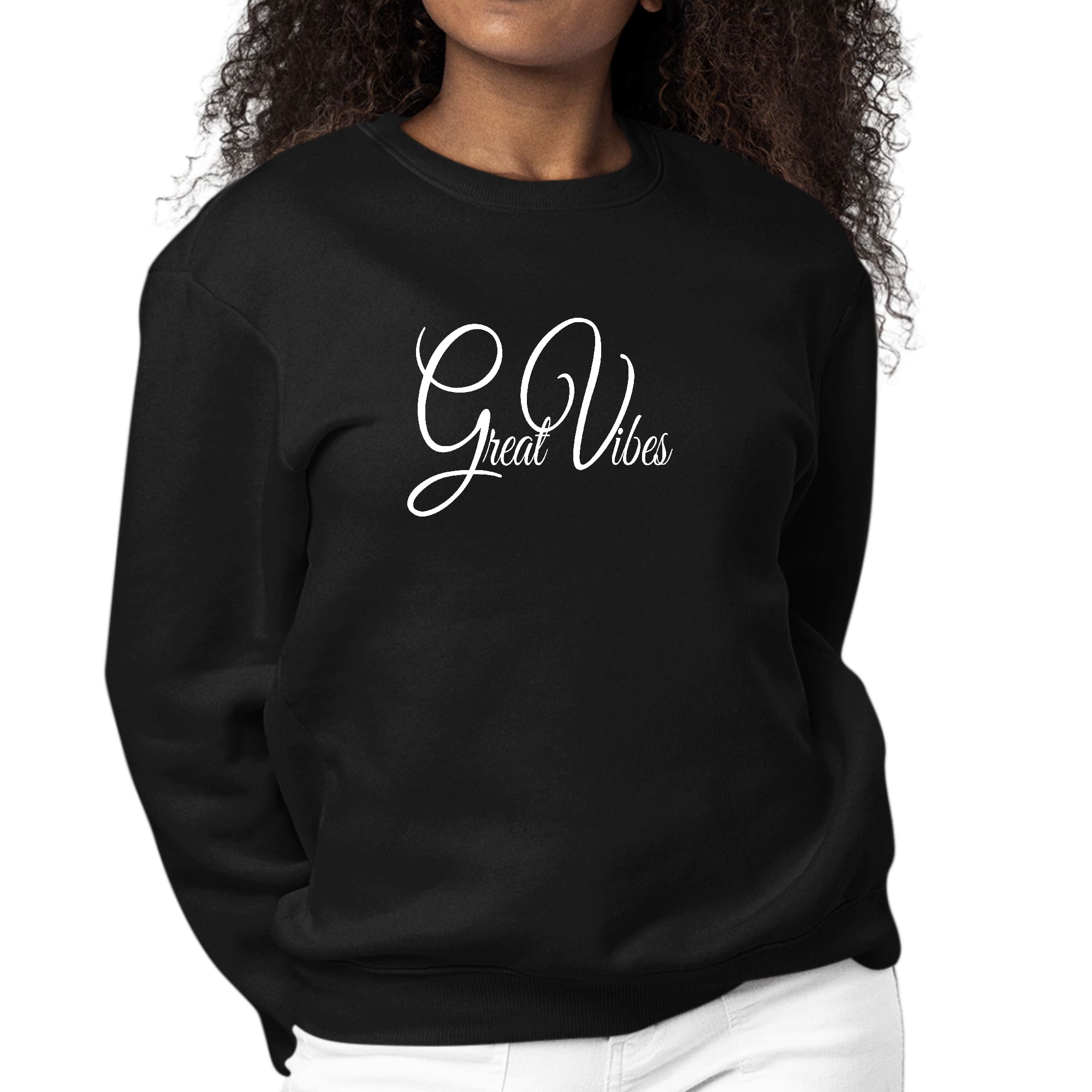 Womens Graphic Sweatshirt Great Vibes-0