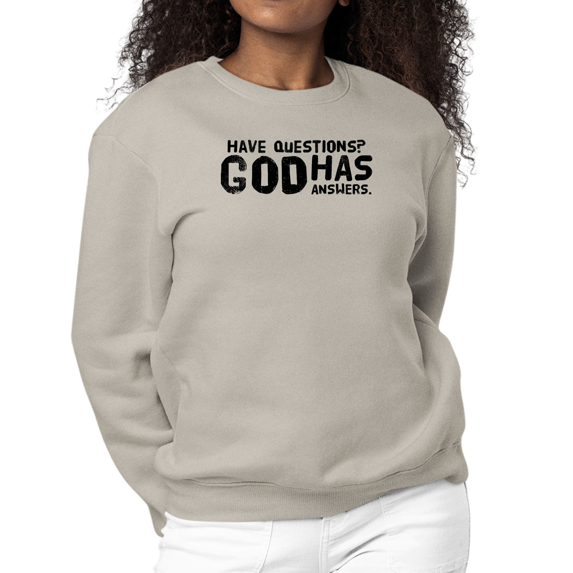 Womens Graphic Sweatshirt have Questions God has Answers Black-4