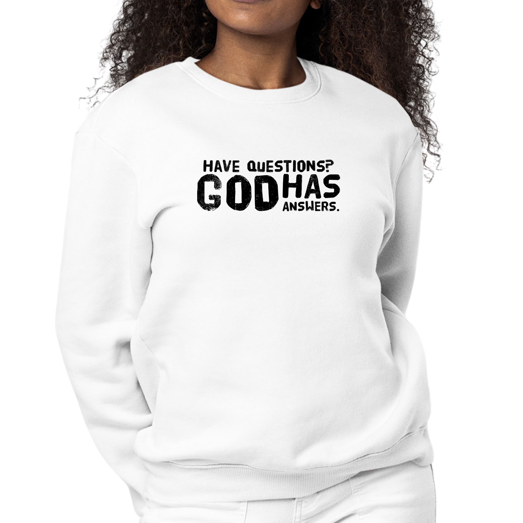 Womens Graphic Sweatshirt have Questions God has Answers Black-0