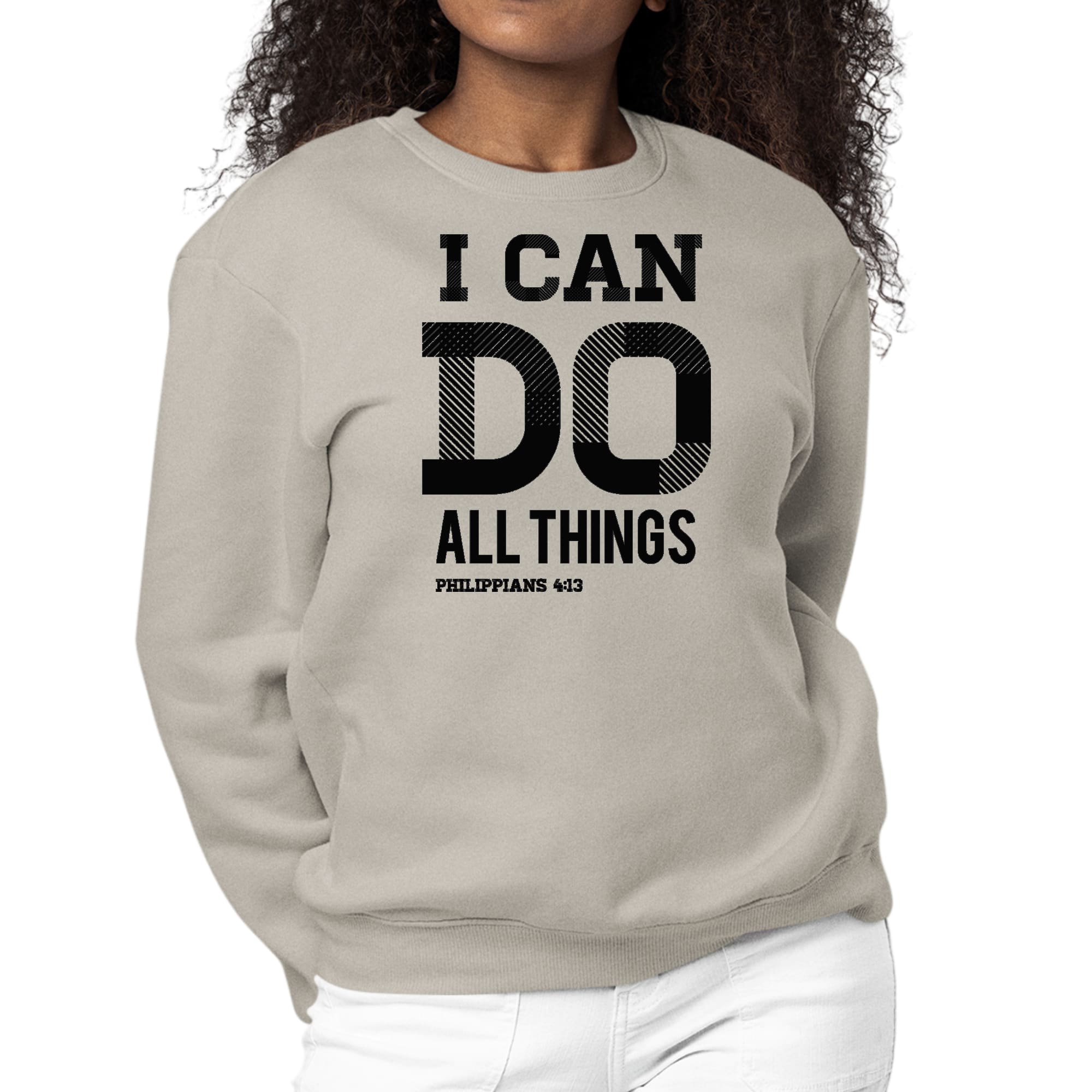 Womens Graphic Sweatshirt i can do All Things Philippians 4:13 Black-4