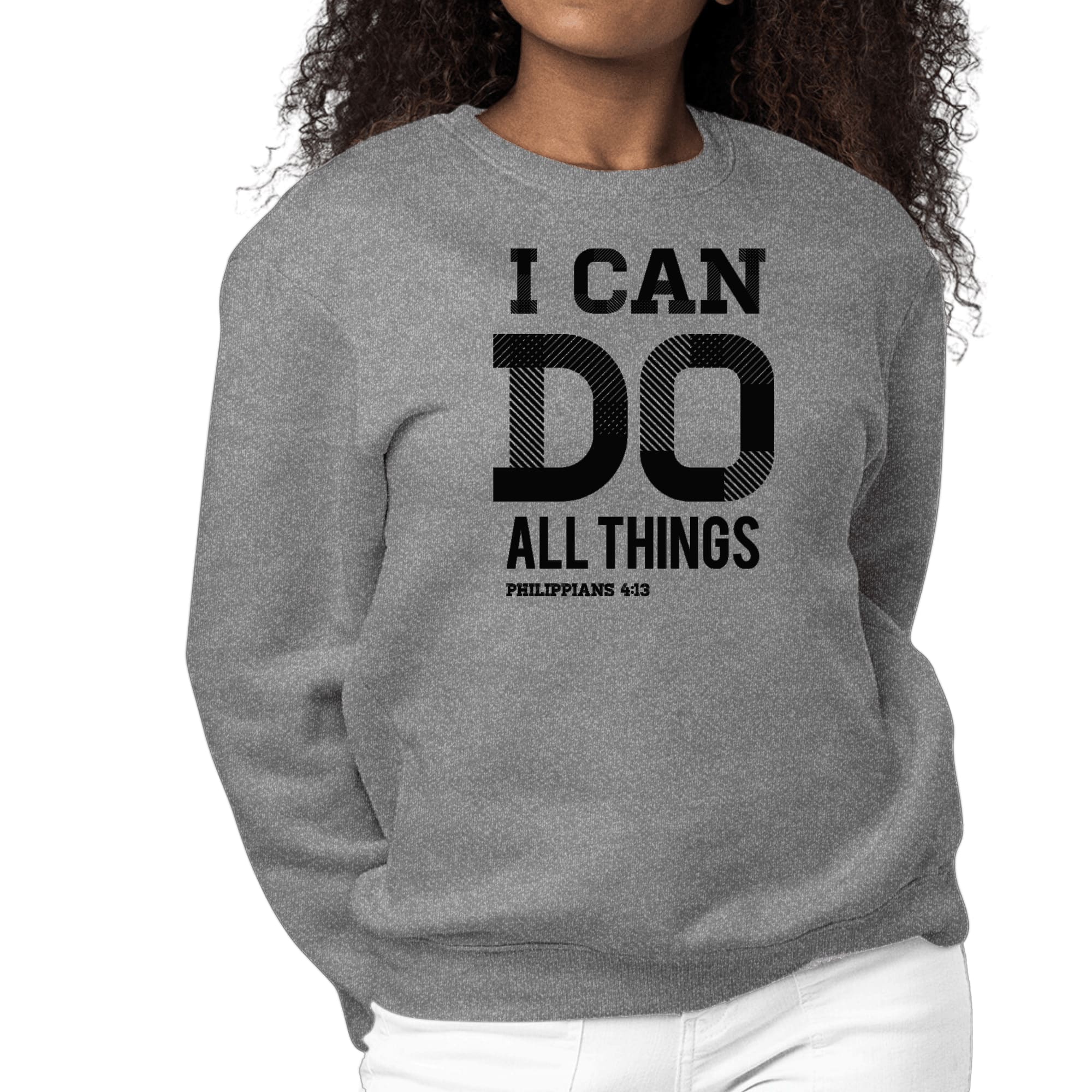 Womens Graphic Sweatshirt i can do All Things Philippians 4:13 Black-7