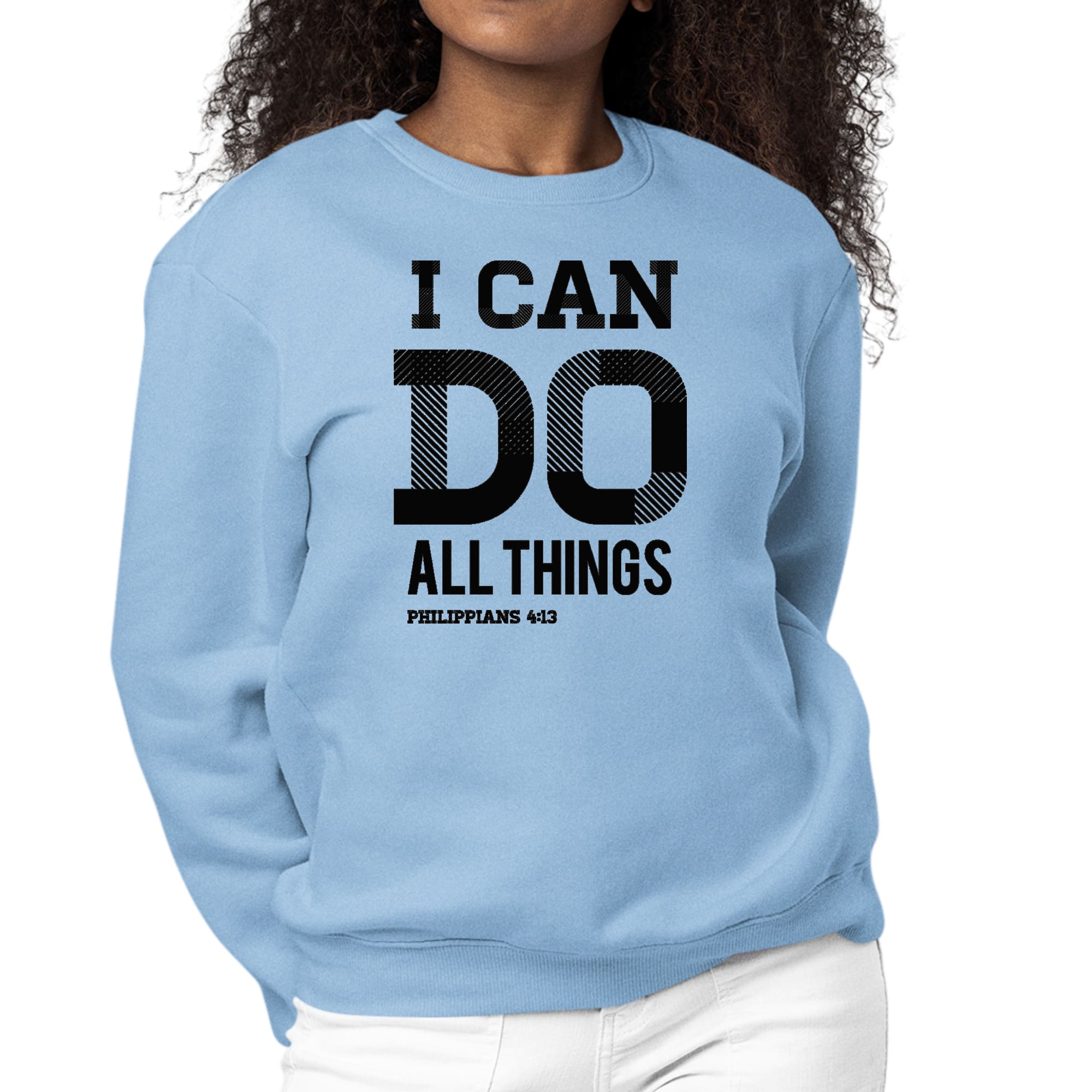 Womens Graphic Sweatshirt i can do All Things Philippians 4:13 Black-5