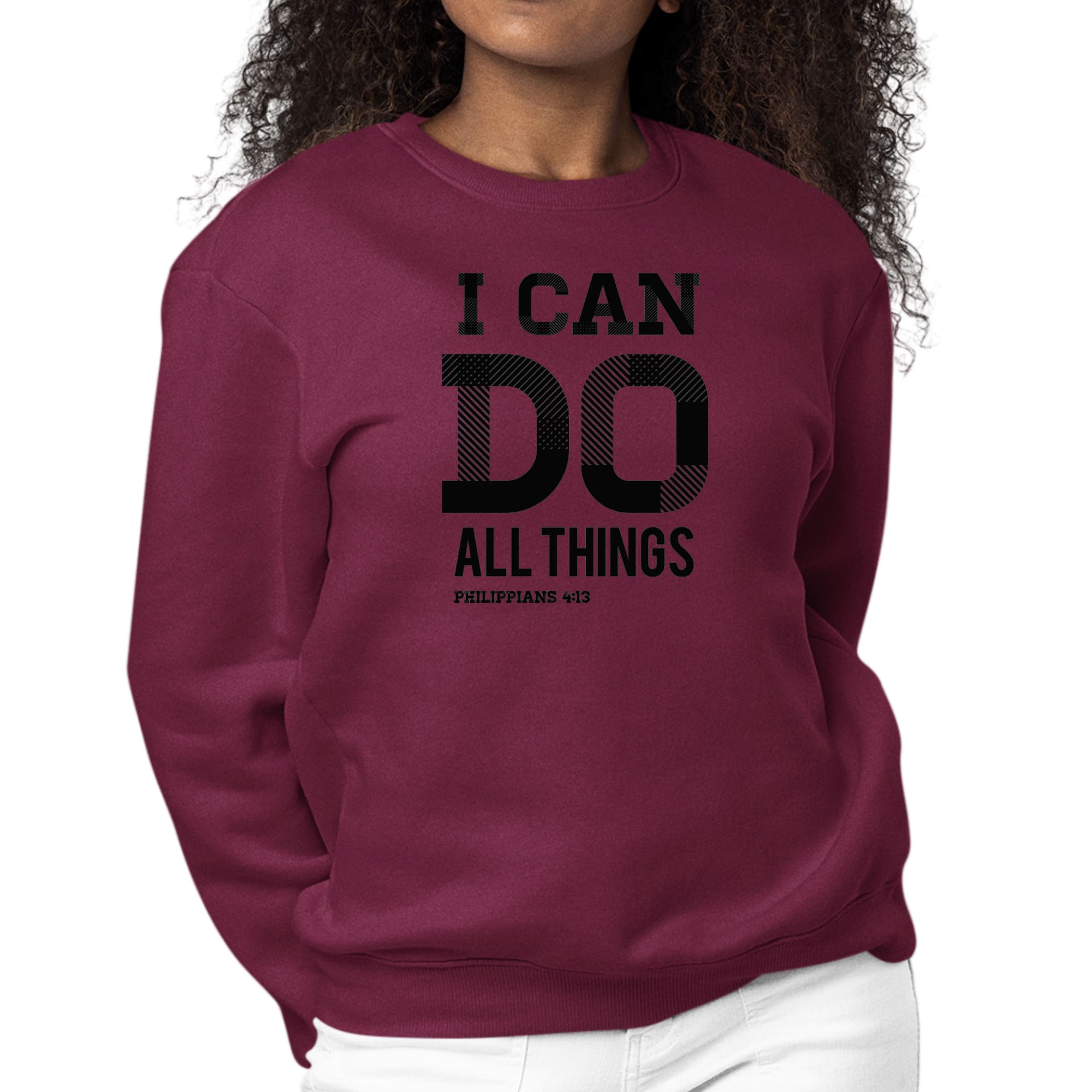 Womens Graphic Sweatshirt i can do All Things Philippians 4:13 Black-3