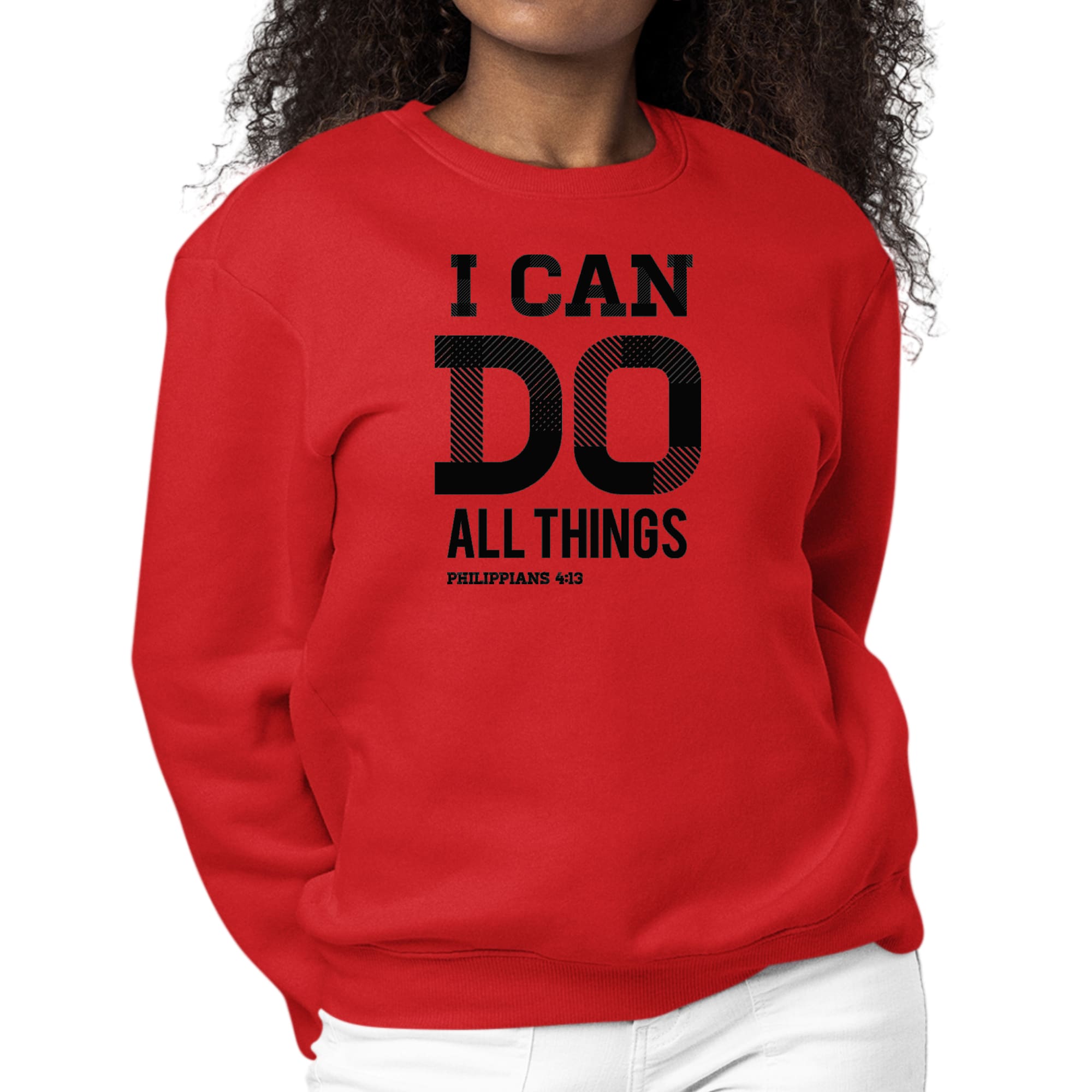 Womens Graphic Sweatshirt i can do All Things Philippians 4:13 Black-1