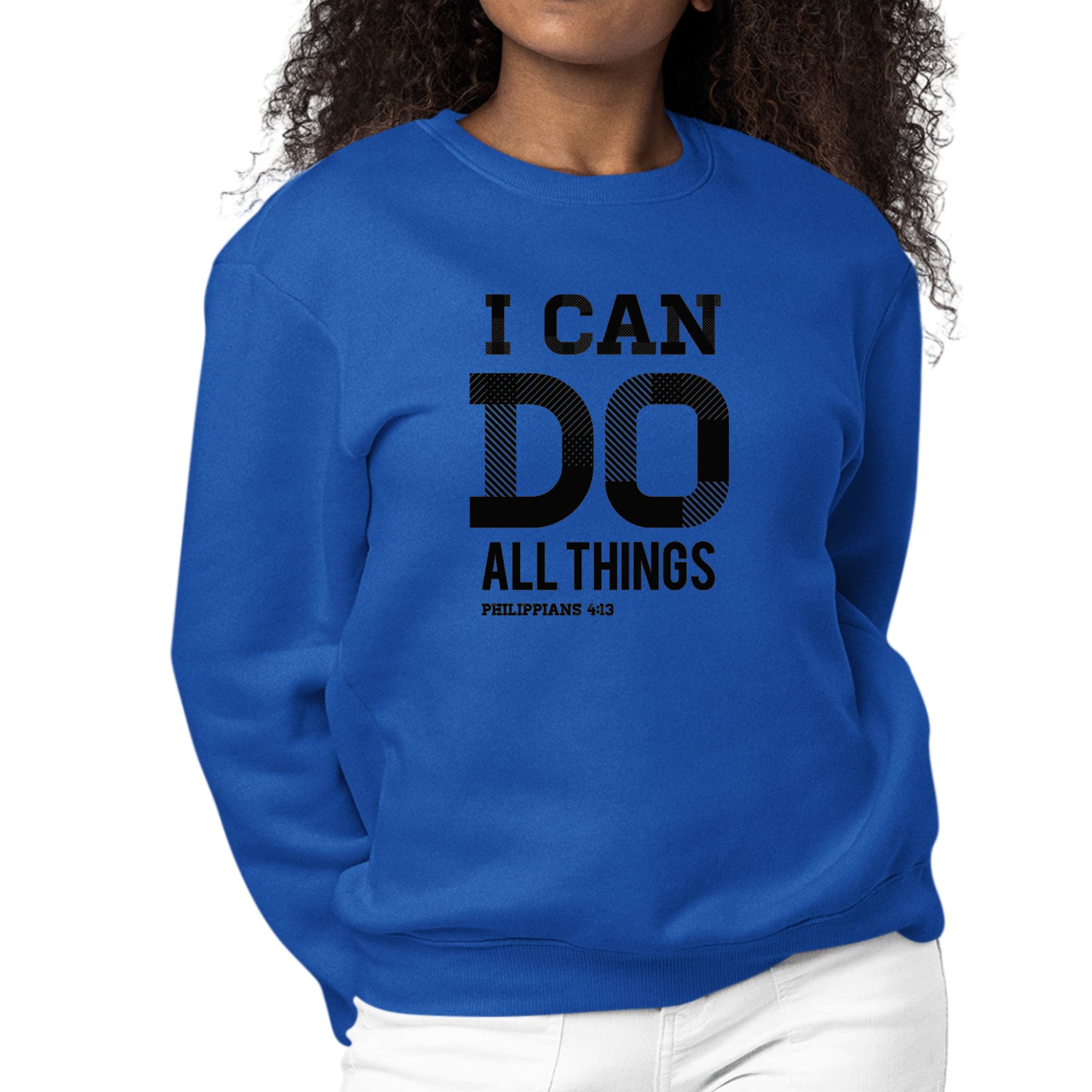 Womens Graphic Sweatshirt i can do All Things Philippians 4:13 Black-2