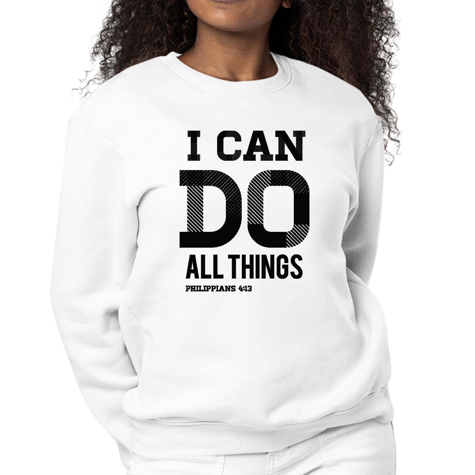 Womens Graphic Sweatshirt i can do All Things Philippians 4:13 Black-0