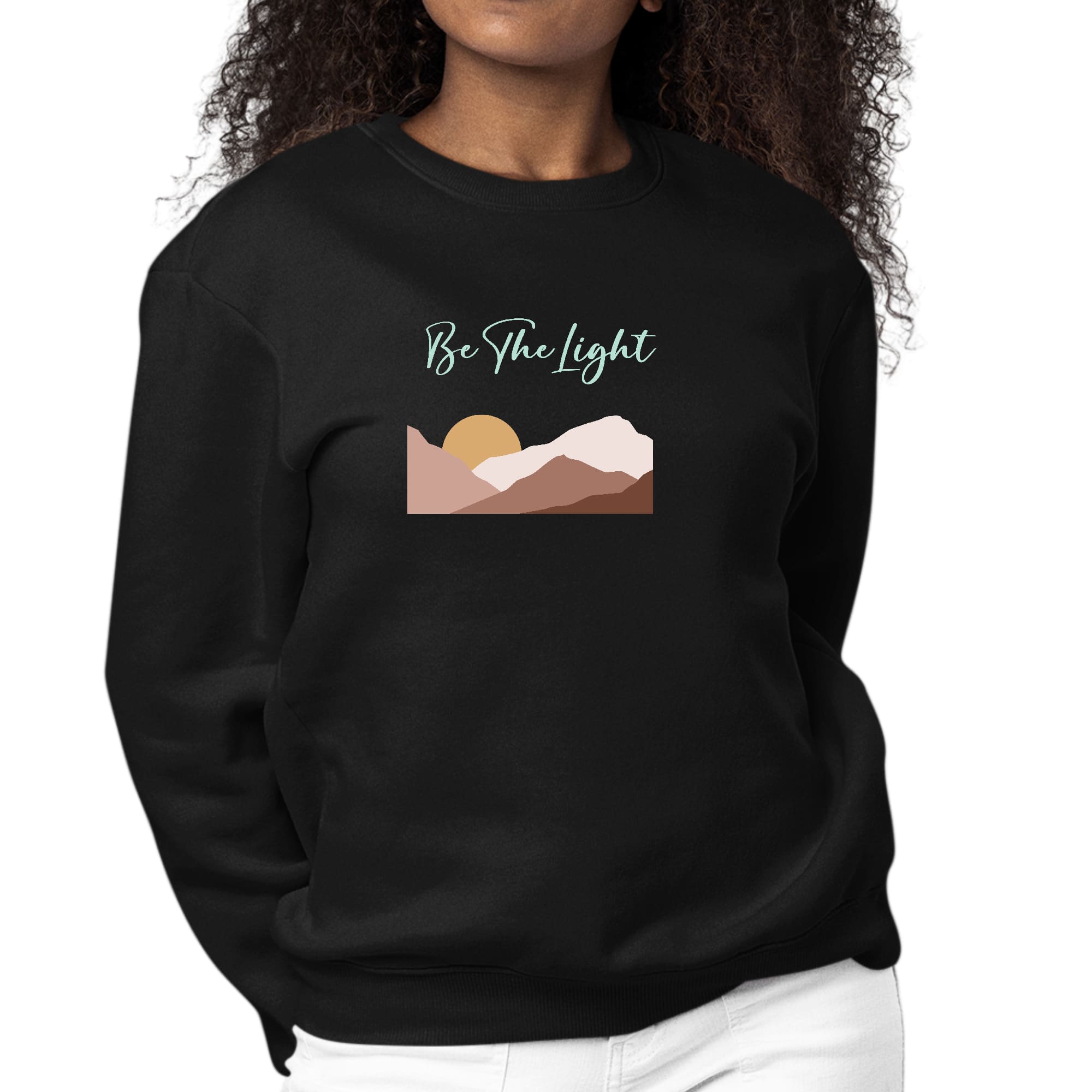 Womens Graphic Sweatshirt Say It Soul, Be The Light Illustration-0