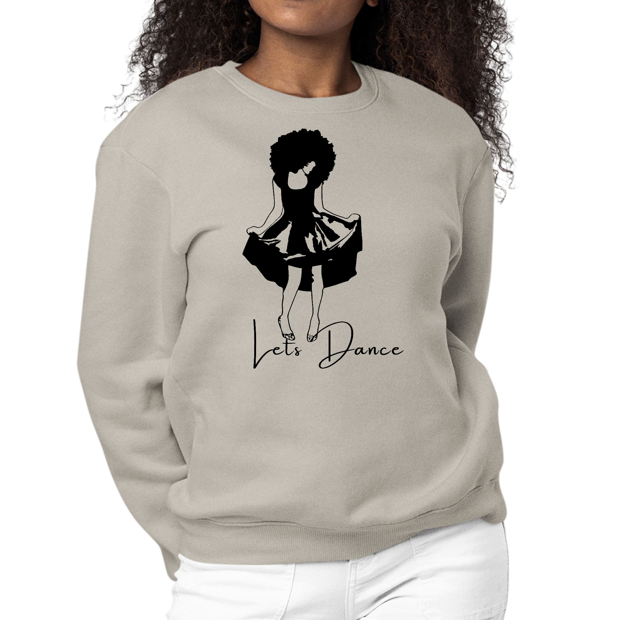 Womens Graphic Sweatshirt Say it Soul, Lets Dance Black Line Art Print-4