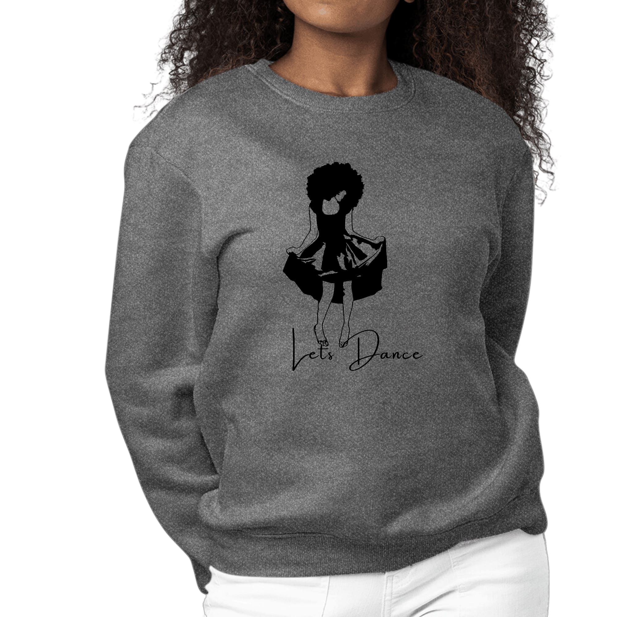 Womens Graphic Sweatshirt Say it Soul, Lets Dance Black Line Art Print-6