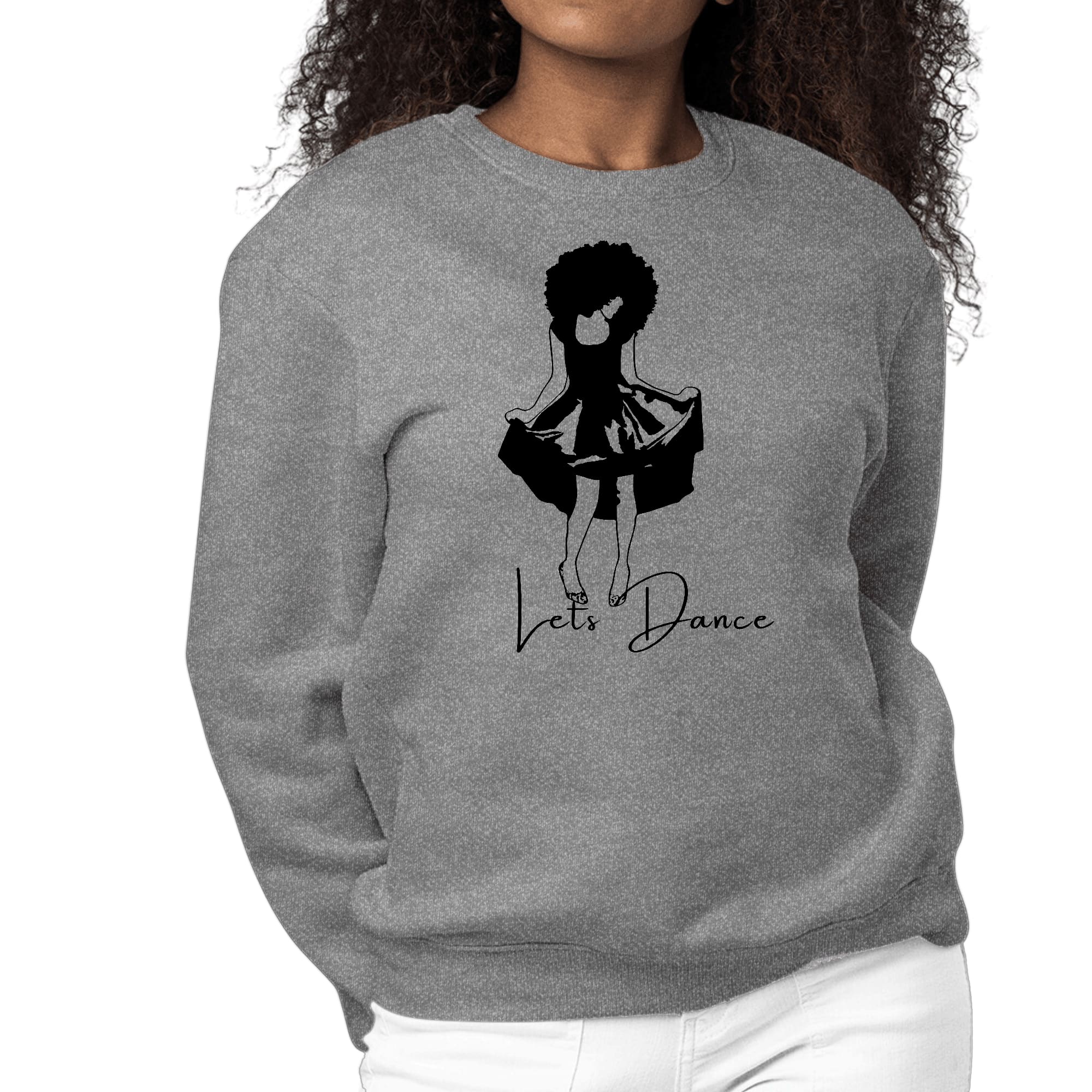 Womens Graphic Sweatshirt Say it Soul, Lets Dance Black Line Art Print-7