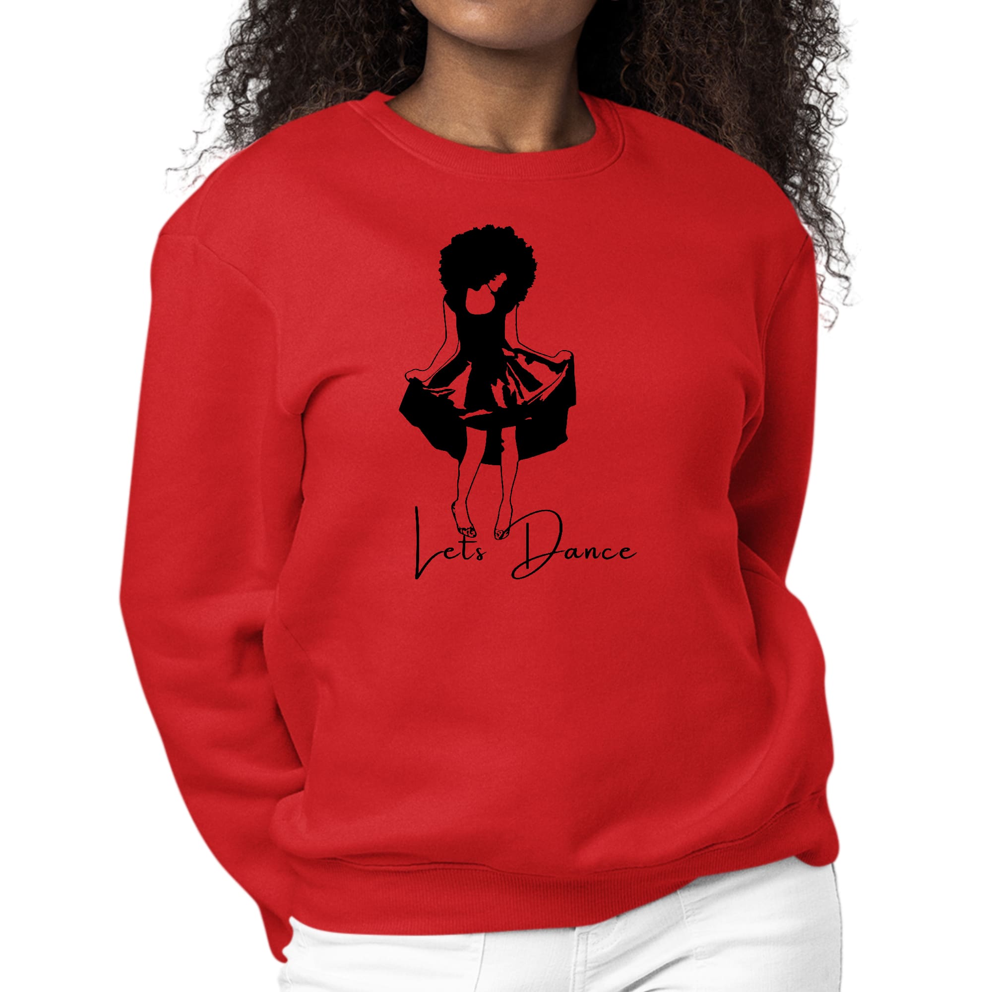 Womens Graphic Sweatshirt Say it Soul, Lets Dance Black Line Art Print-1