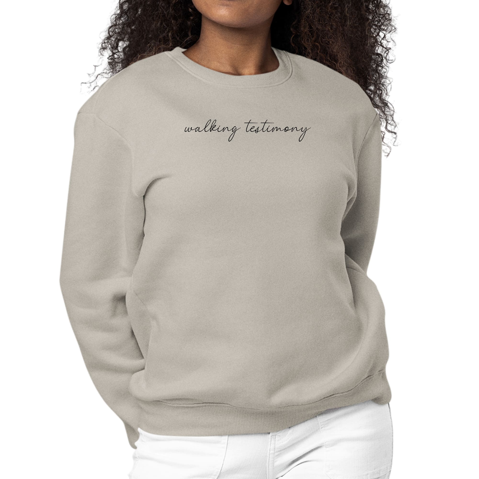 Womens Graphic Sweatshirt Say it Soul, Walking Testimony Illustration-4