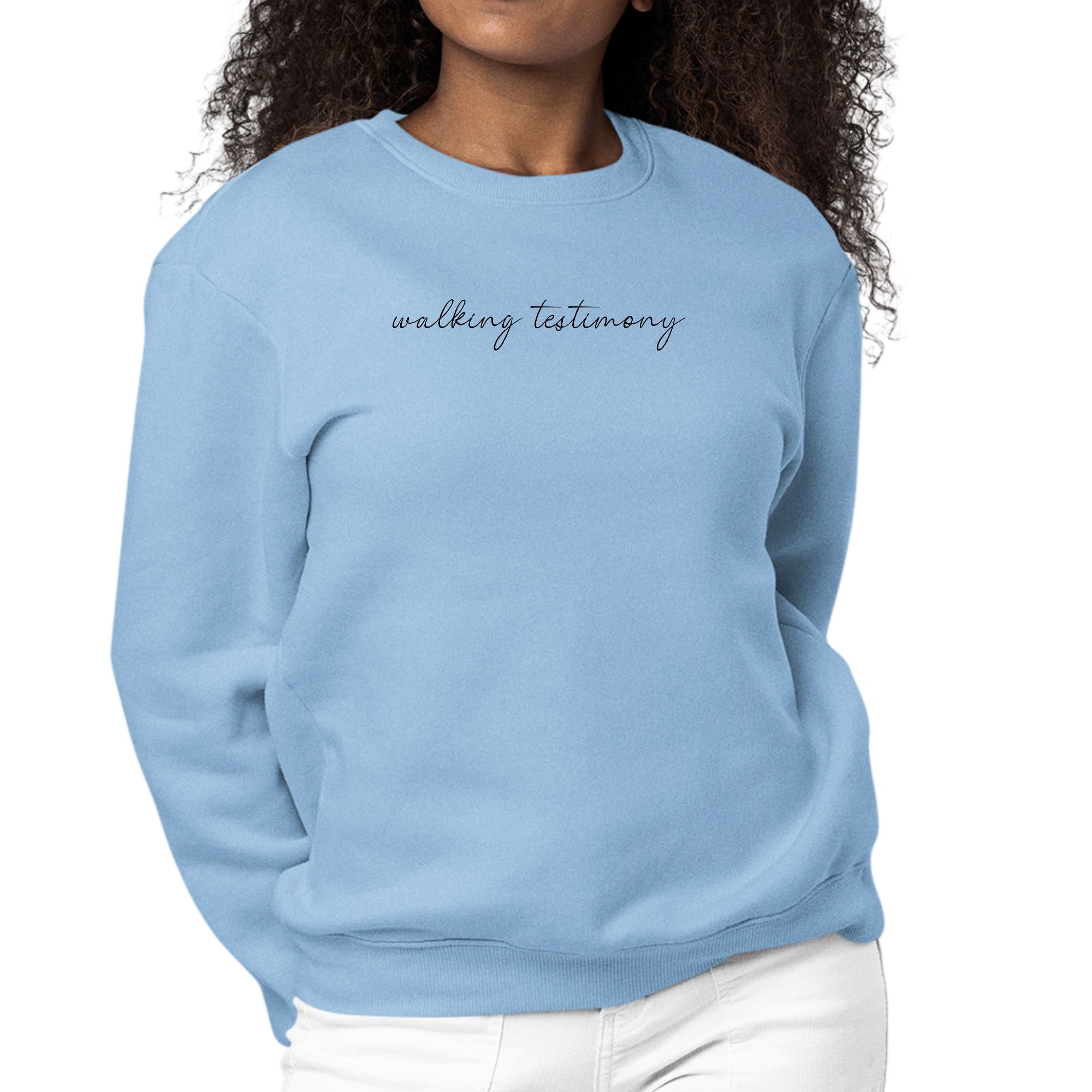 Womens Graphic Sweatshirt Say it Soul, Walking Testimony Illustration-5