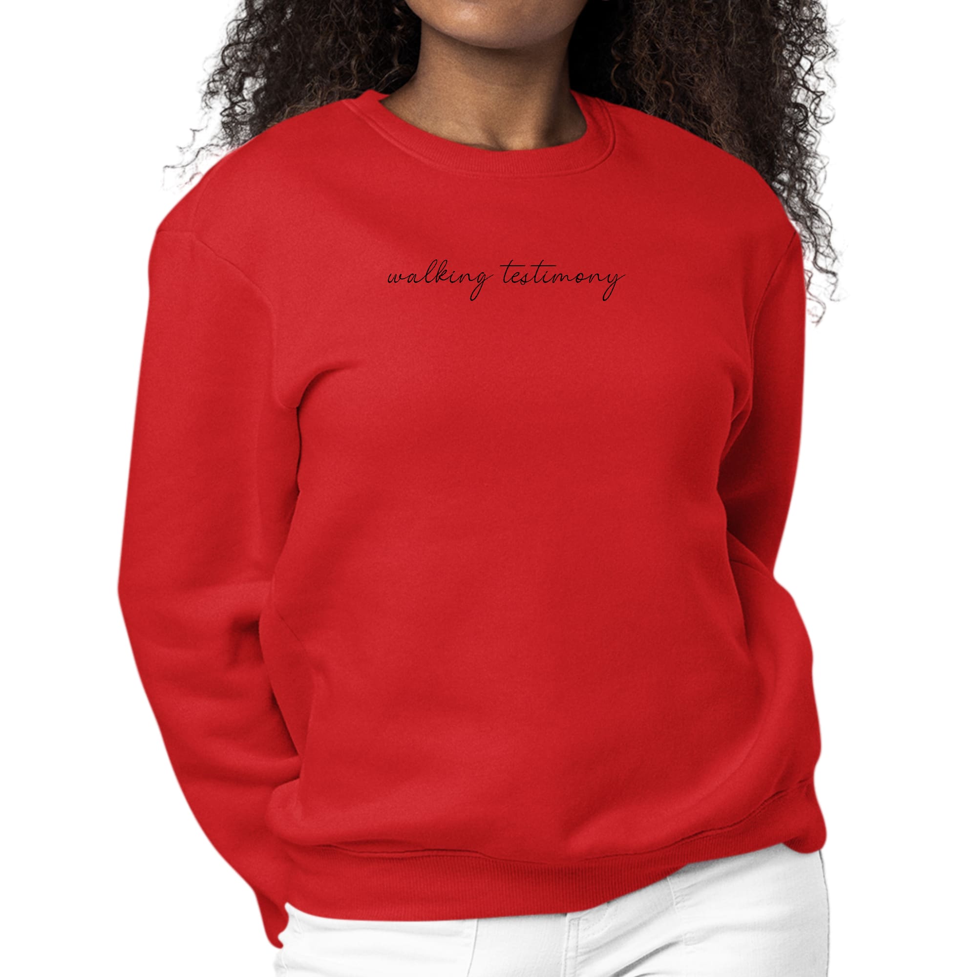 Womens Graphic Sweatshirt Say it Soul, Walking Testimony Illustration-1