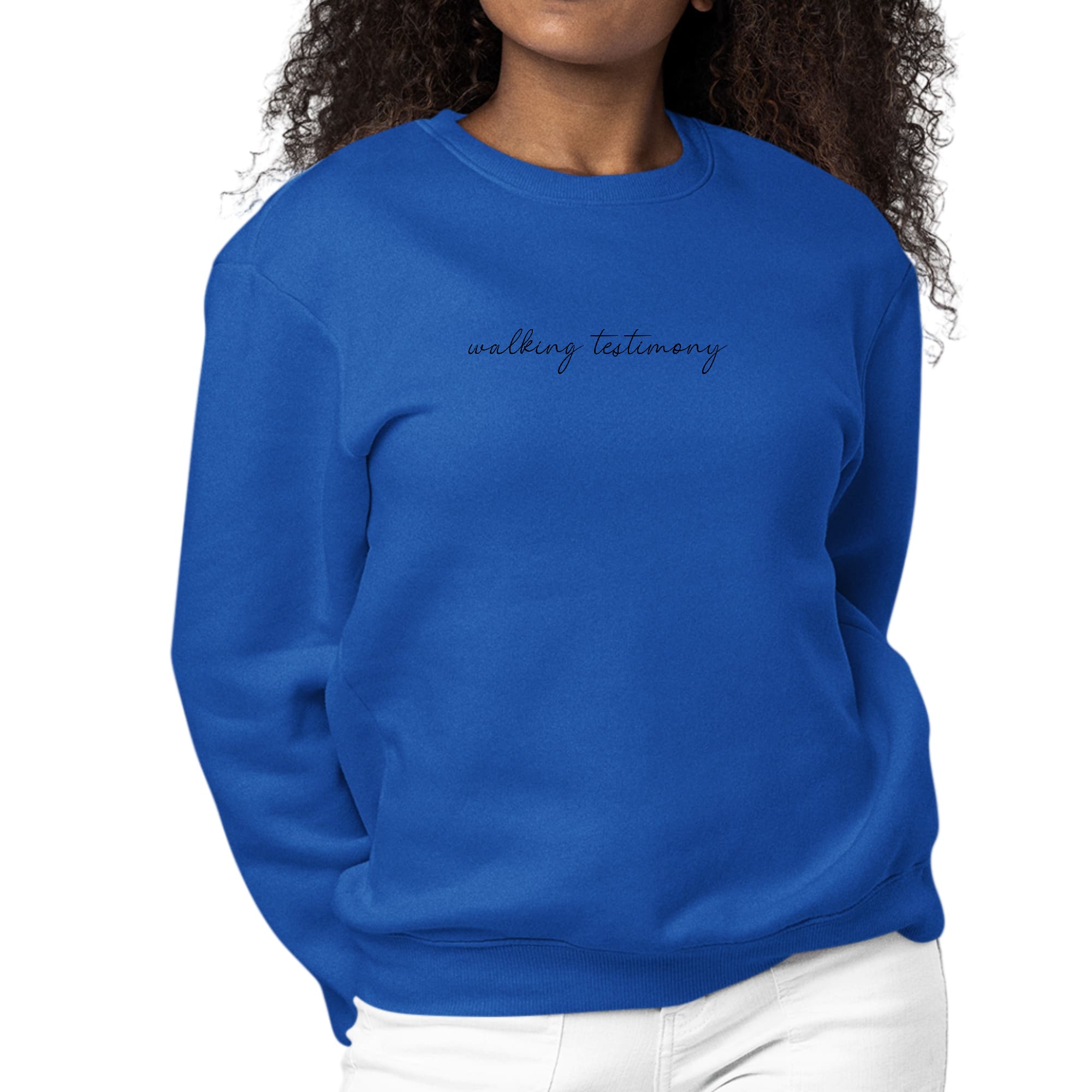 Womens Graphic Sweatshirt Say it Soul, Walking Testimony Illustration-2