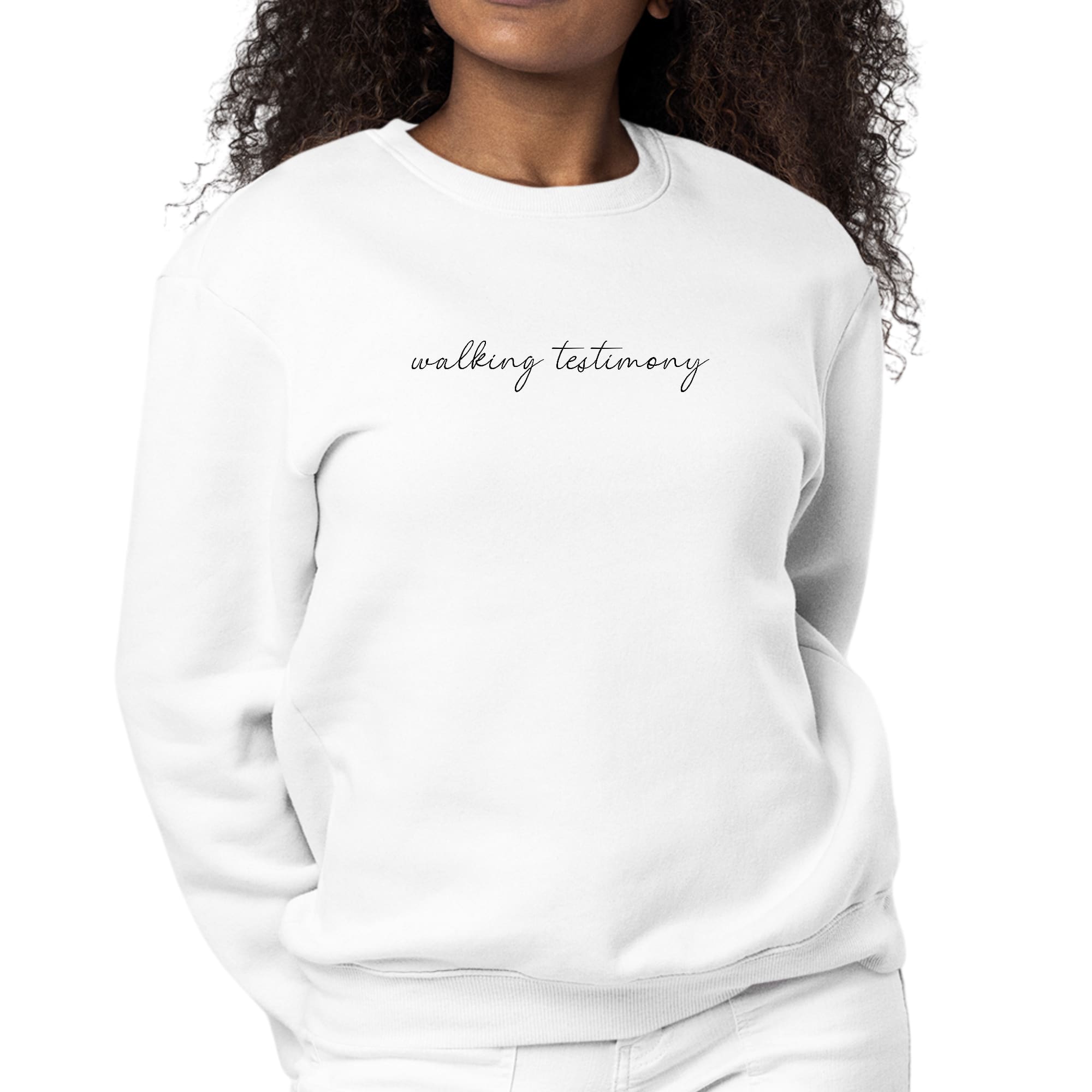 Womens Graphic Sweatshirt Say it Soul, Walking Testimony Illustration-0