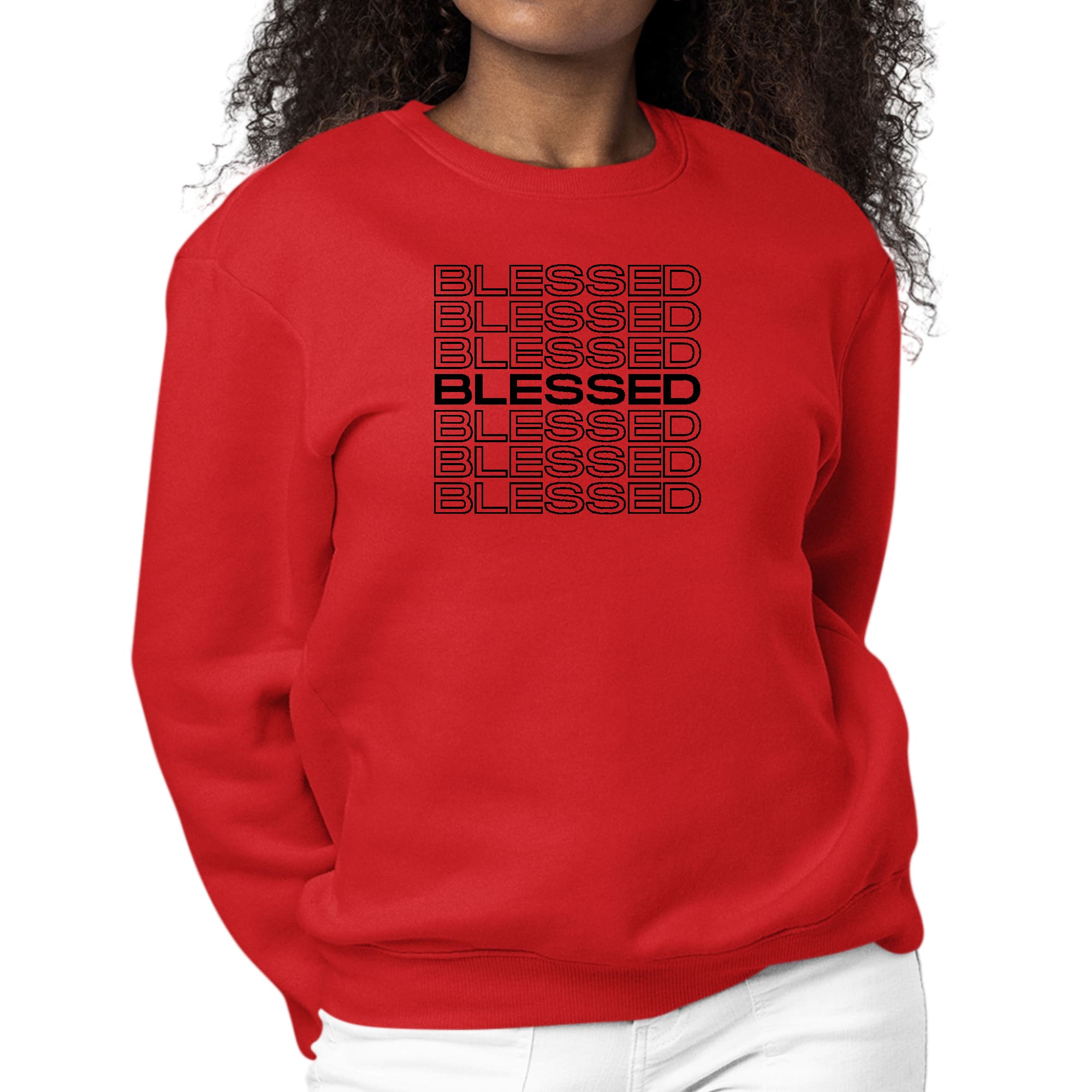 Womens Graphic Sweatshirt Stacked Blessed Print-1