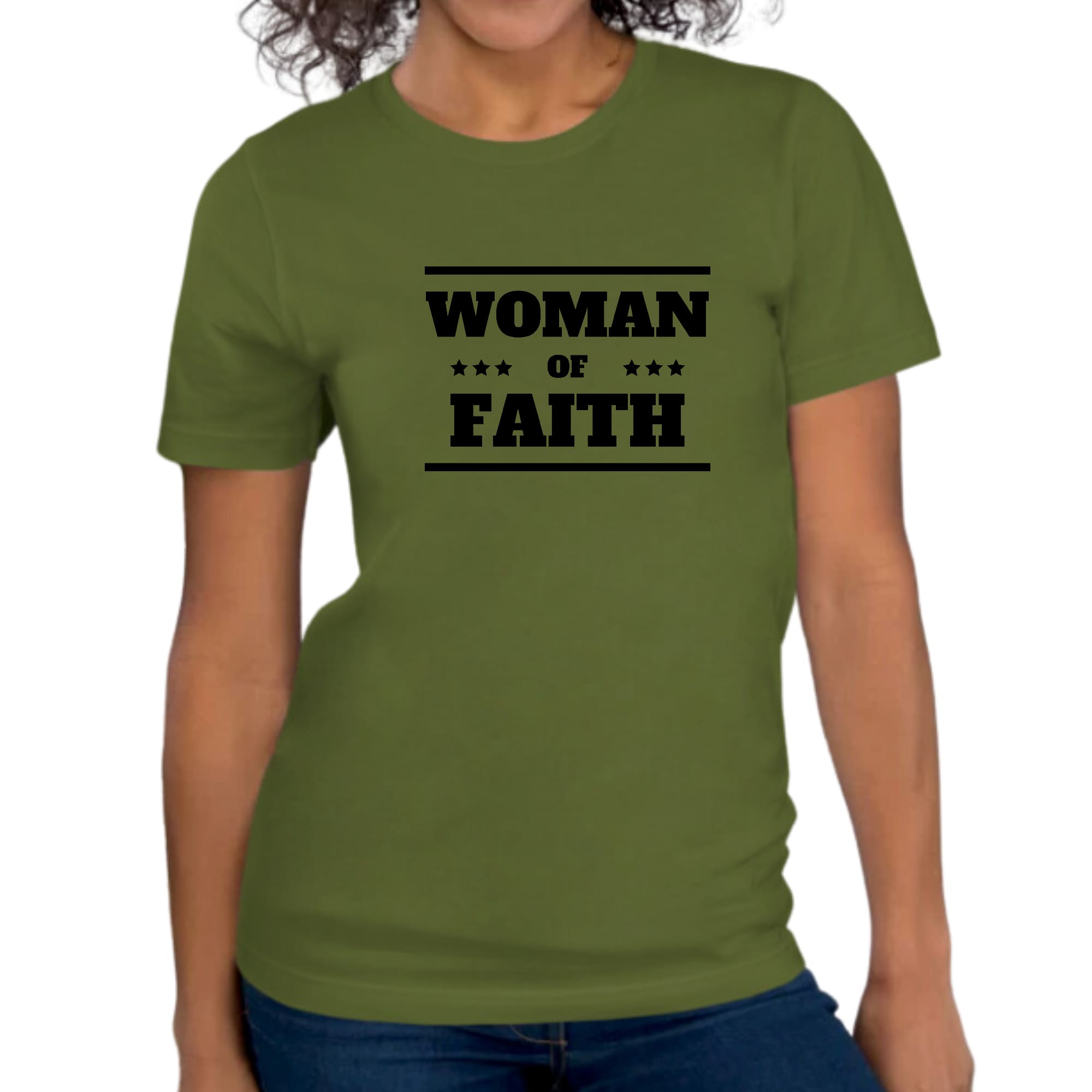 Womens Graphic T-shirt Woman Of Faith Black Illustration-7