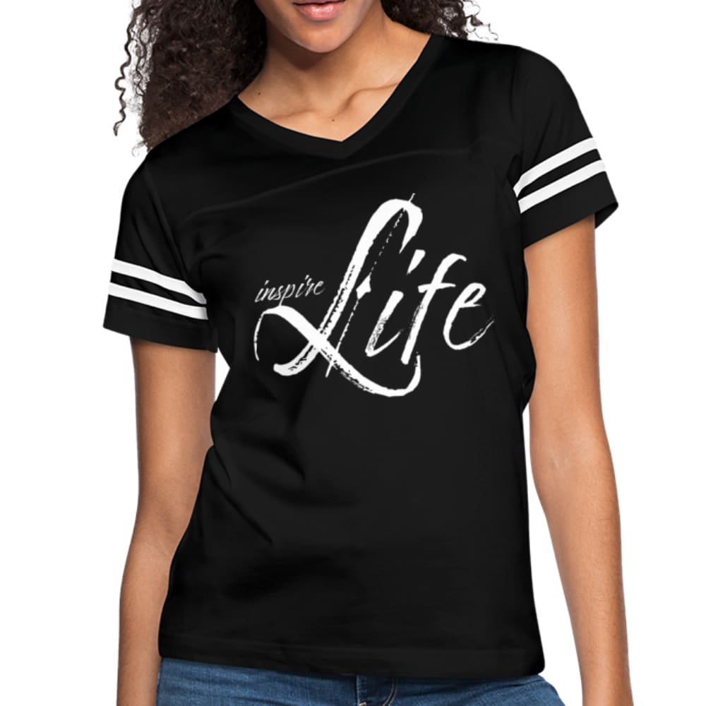 Womens Graphic Vintage Sport T-shirt, Inspire Life Illustration-0