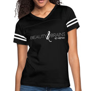 Womens Graphic Vintage Tee, Beauty & Brains Et Cetera Sport T-shirt-0