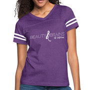 Womens Graphic Vintage Tee, Beauty & Brains Et Cetera Sport T-shirt-5