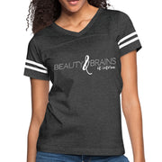 Womens Graphic Vintage Tee, Beauty & Brains Et Cetera Sport T-shirt-3