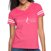 Womens Graphic Vintage Tee, Beauty & Brains Et Cetera Sport T-shirt-1