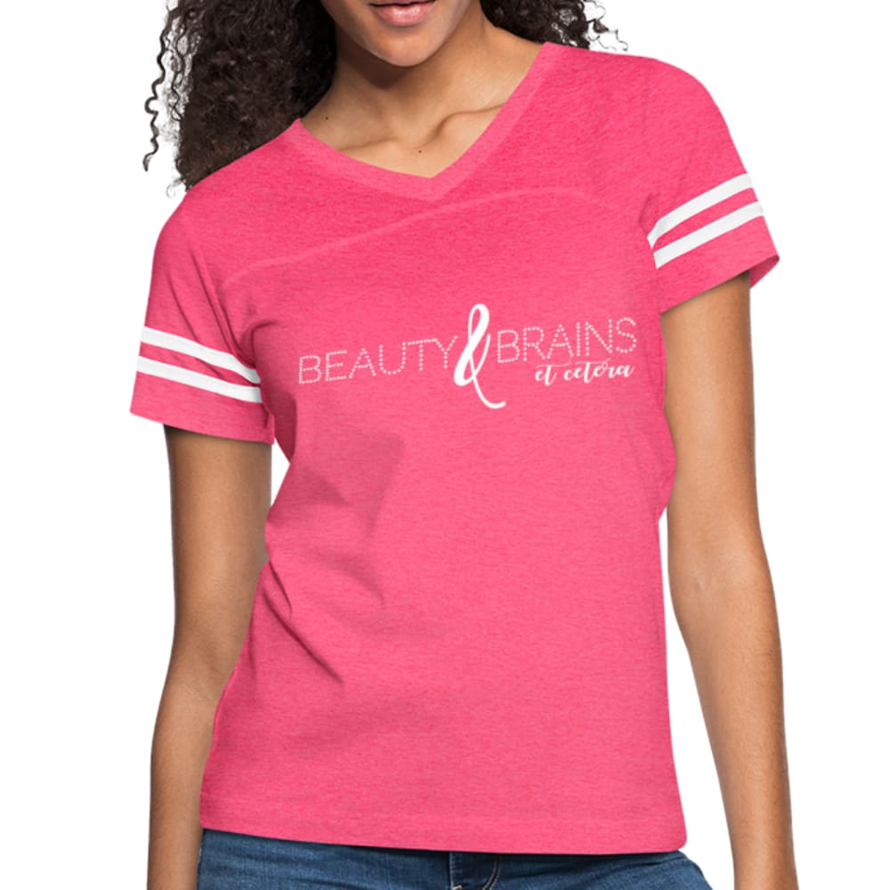 Womens Graphic Vintage Tee, Beauty & Brains Et Cetera Sport T-shirt-1