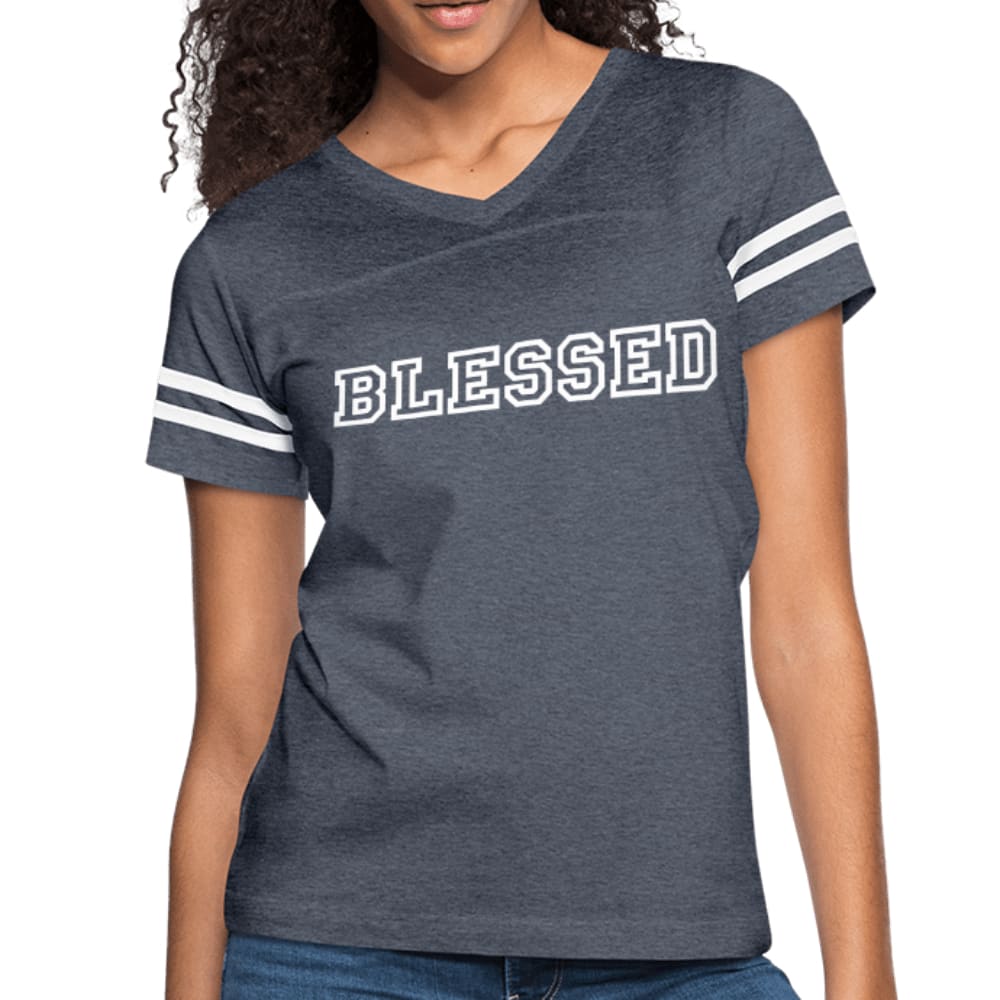 Womens Graphic Vintage Tee, Blessed Sport T-shirt-3