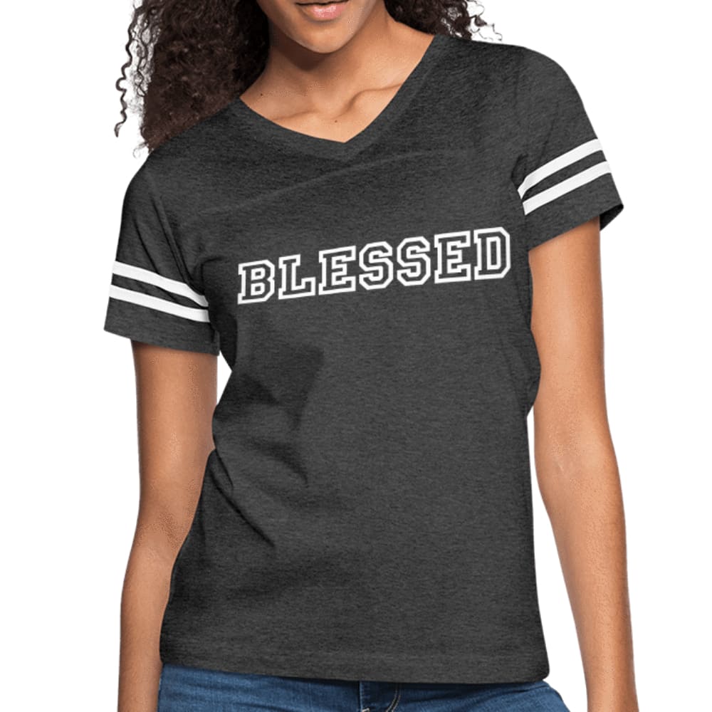 Womens Graphic Vintage Tee, Blessed Sport T-shirt-2