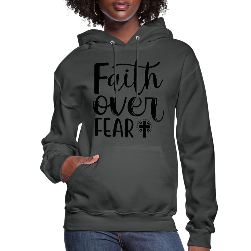 Womens Hoodie Faith Over Fear Graphic - Black-5