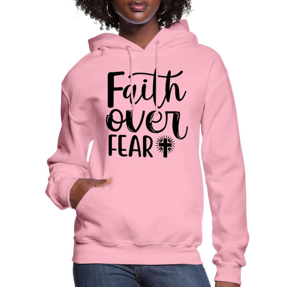 Womens Hoodie Faith Over Fear Graphic - Black-3