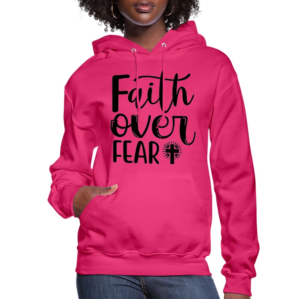 Womens Hoodie Faith Over Fear Graphic - Black-1