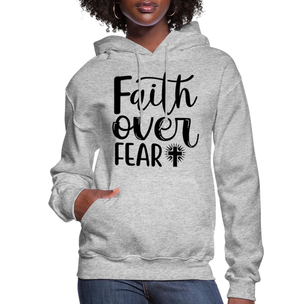 Womens Hoodie Faith Over Fear Graphic - Black-6