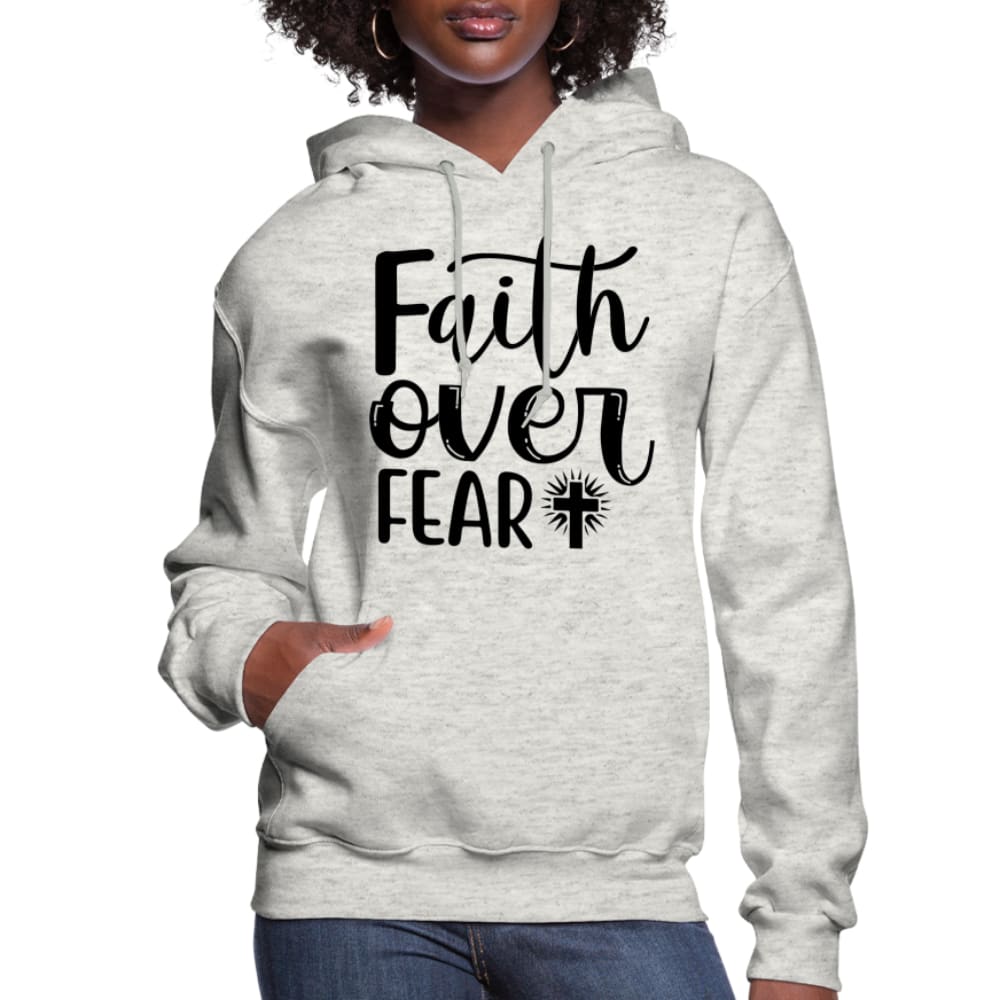 Womens Hoodie Faith Over Fear Graphic - Black-4