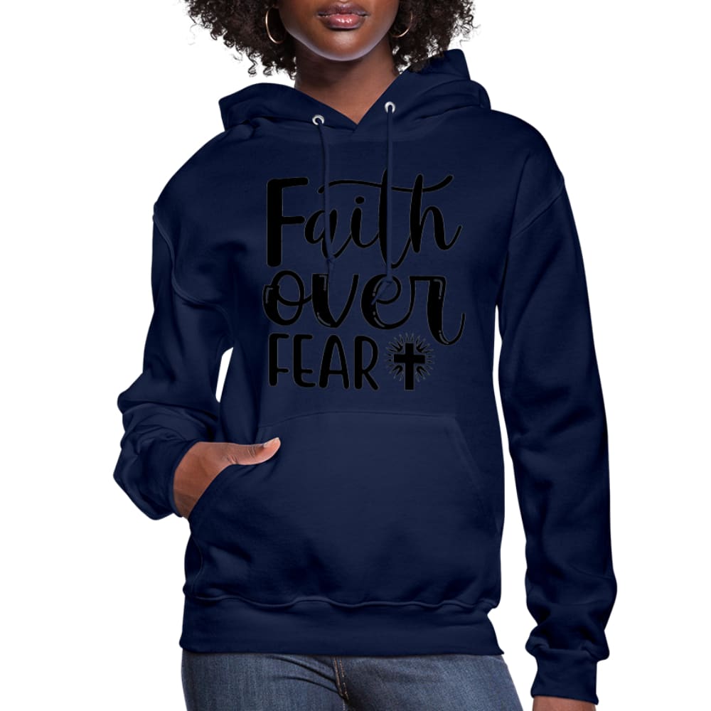 Womens Hoodie Faith Over Fear Graphic - Black-7