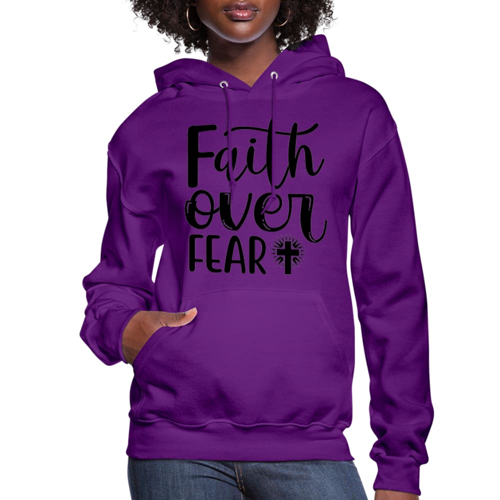 Womens Hoodie Faith Over Fear Graphic - Black-2