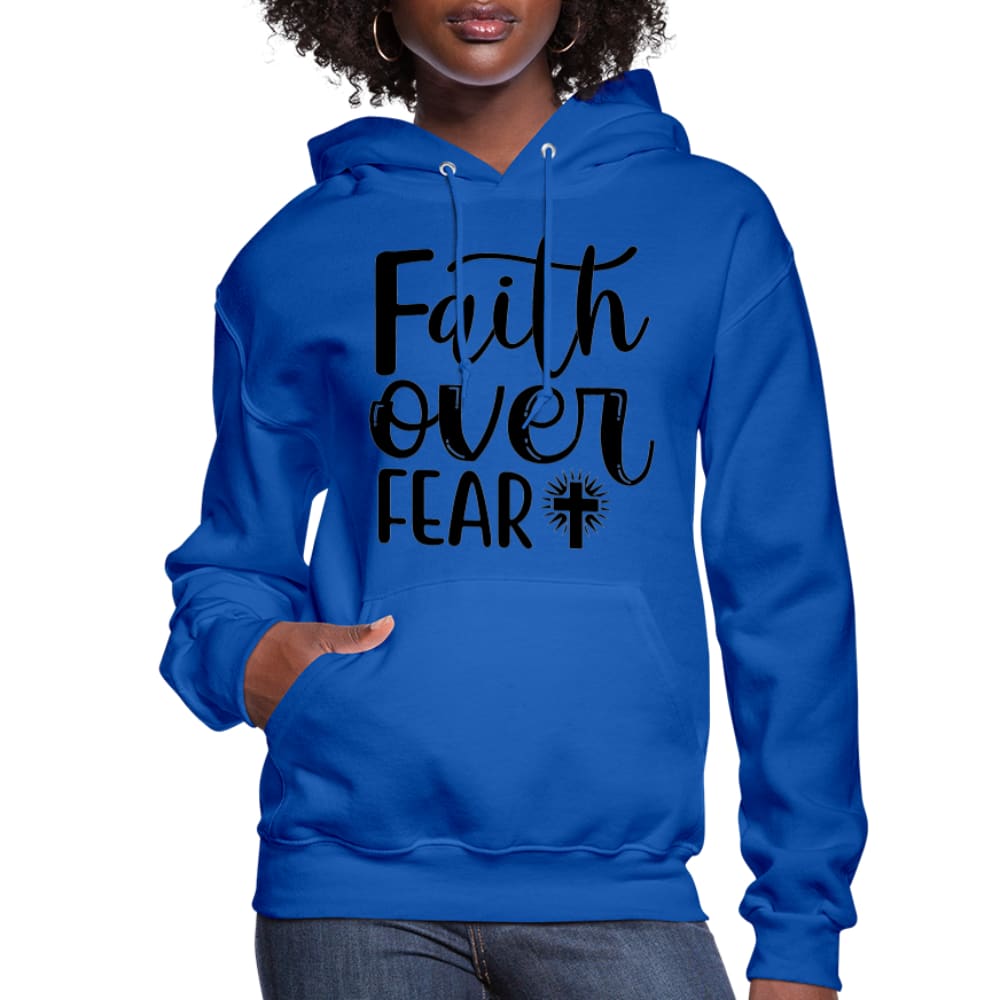 Womens Hoodie Faith Over Fear Graphic - Black-8