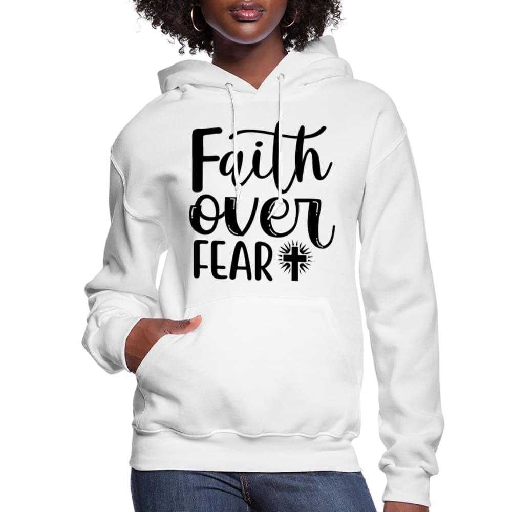 Womens Hoodie Faith Over Fear Graphic - Black-0