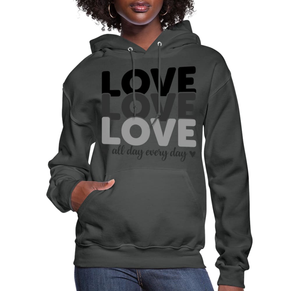 Womens Hoodie Love All Day Every Day Black - S461065-5