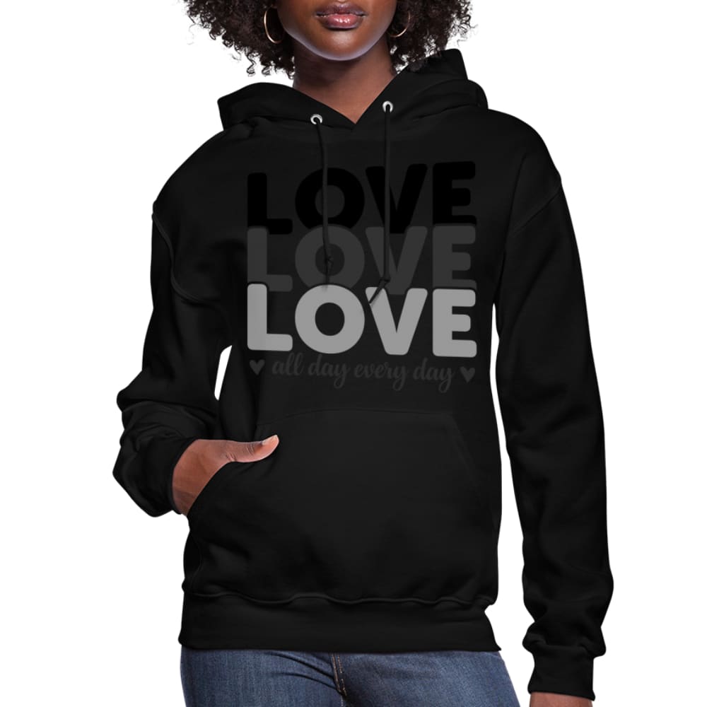 Womens Hoodie Love All Day Every Day Black - S461065-6