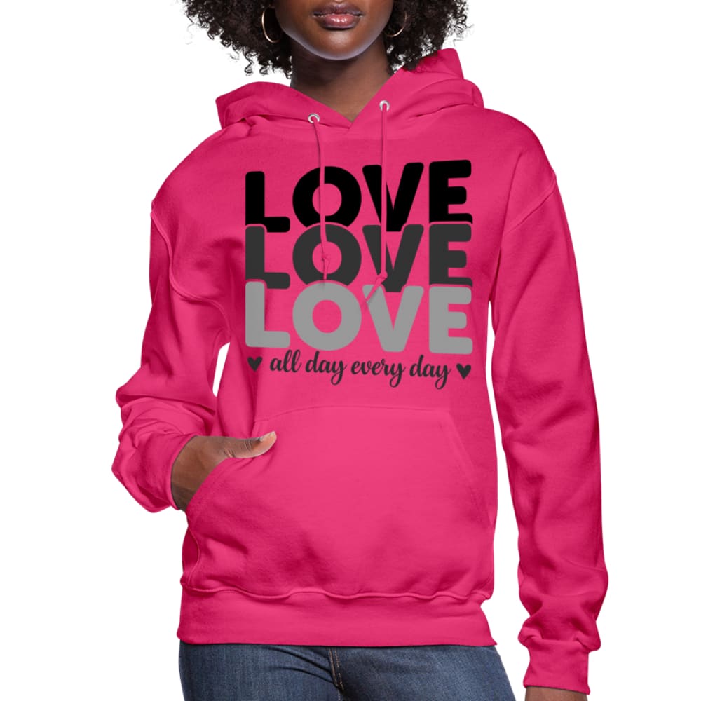 Womens Hoodie Love All Day Every Day Black - S461065-3