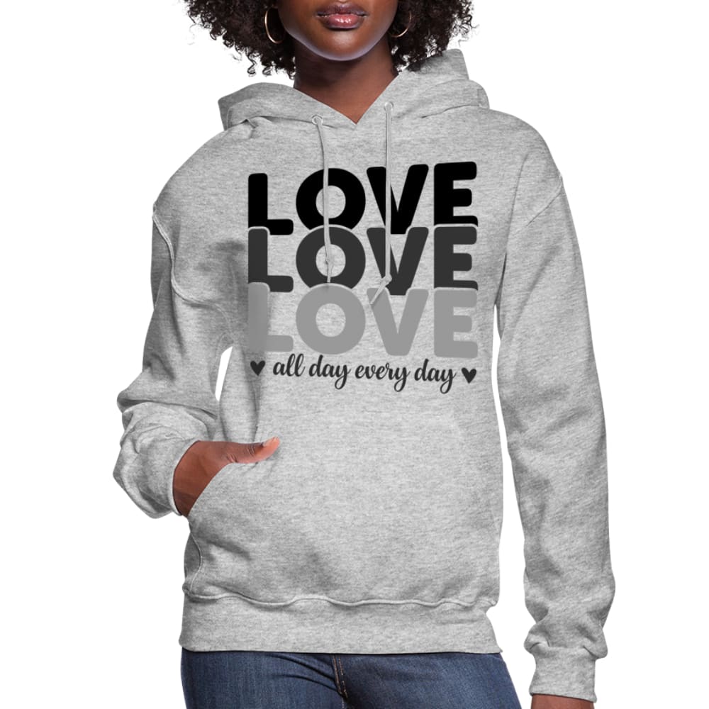 Womens Hoodie Love All Day Every Day Black - S461065-7