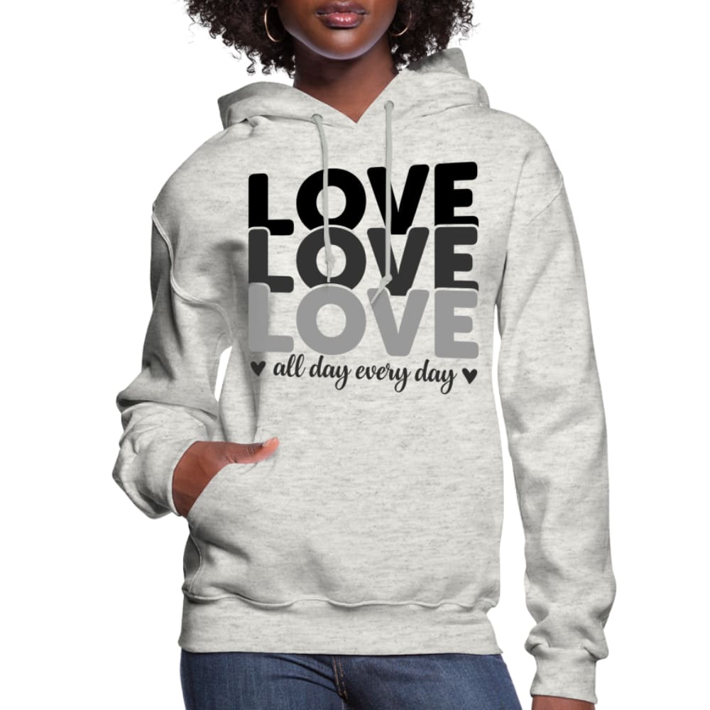 Womens Hoodie Love All Day Every Day Black - S461065-4